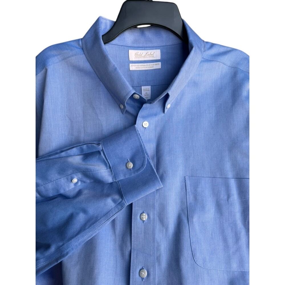 Gold Label Roundtree & Yorke Blue Dress Shirt 4XB Big 100% Cotton Non-Iron
